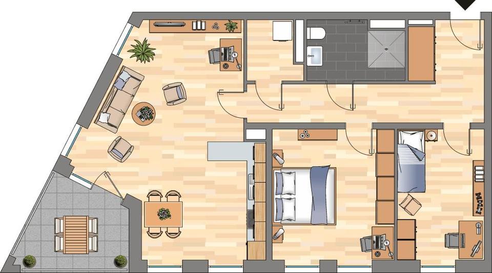 Erdgeschoßwohnung Essen Südviertel - 3 Zimmer, 89 m&sup2;, 1.119&euro; | Angebot:25807051