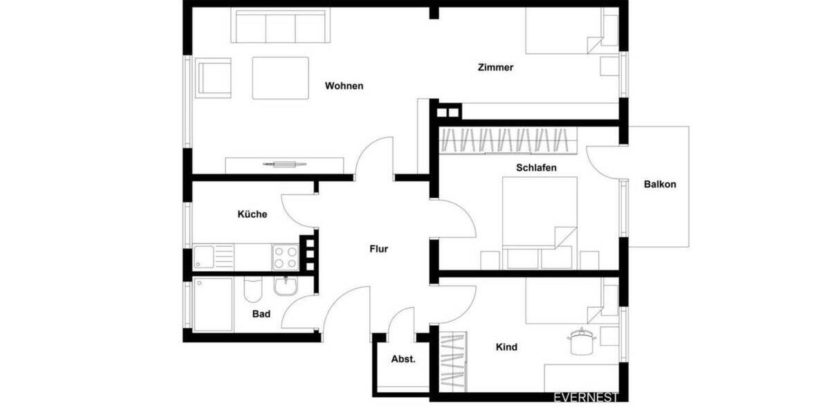 Etagenwohnung Essen Bredeney - 4 Zimmer, 81 m&sup2;, 269.000&euro; | Angebot:25686460