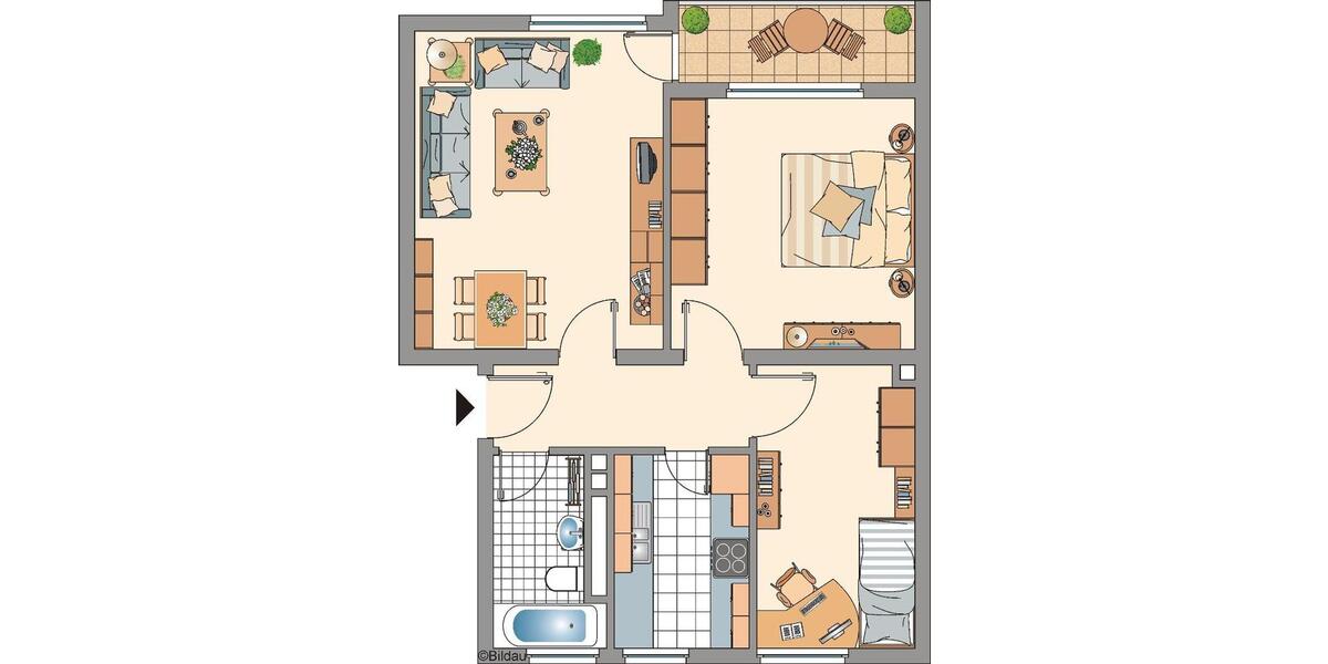 Erdgeschoßwohnung Gelsenkirchen Gelsenkirchen-Mitte - 3 Zimmer, 58 m&sup2;, 439&euro; | Angebot:25963918