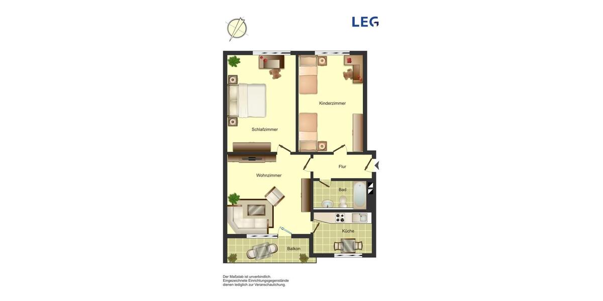 Erdgeschoßwohnung Bergkamen - 3 Zimmer, 57 m&sup2;, 519&euro; | Angebot:25571583