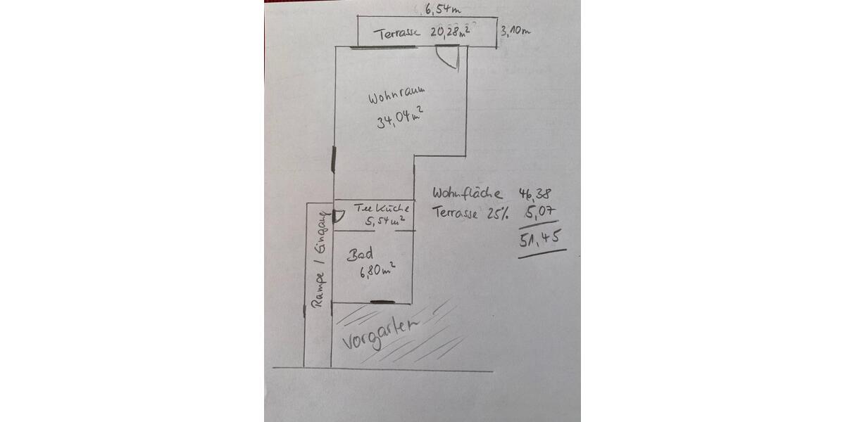Terrassenwohnung Bochum Altenbochum - 1 Zimmer, 52 m&sup2;, 550&euro; | Angebot:25872691