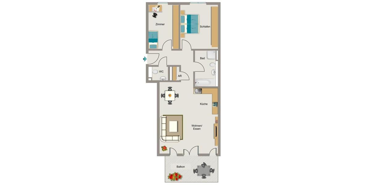 Etagenwohnung Essen Stadtkern - 3.5 Zimmer, 84 m&sup2;, 1.011&euro; | Angebot:26615944