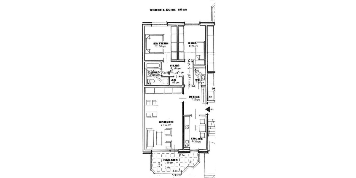 Etagenwohnung Marl Alt-Marl - 3 Zimmer, 86 m&sup2;, 800&euro; | Angebot:25900245