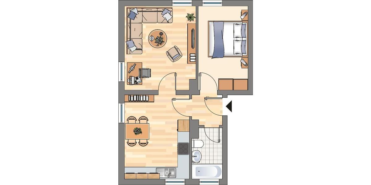 Etagenwohnung Dortmund Eving - 2 Zimmer, 42 m&sup2;, 365&euro; | Angebot:25268193