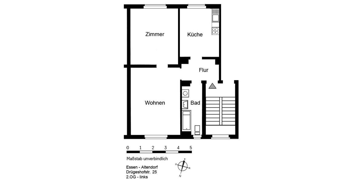 Etagenwohnung Essen Stadtbezirk III - 2.5 Zimmer, 56 m&sup2;, 459&euro; | Angebot:26042317