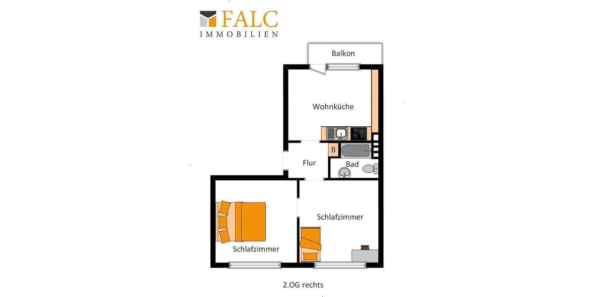 Etagenwohnung Gelsenkirchen Gelsenkirchen-Nord - 2 Zimmer, 59 m&sup2;, 450&euro; | Angebot:23721652
