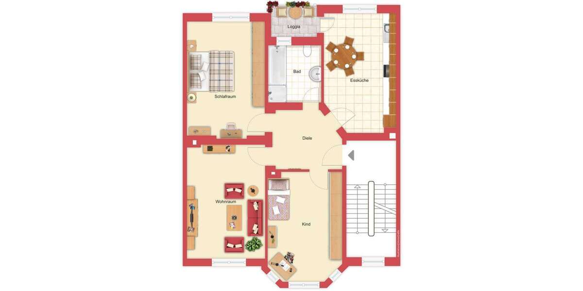 Etagenwohnung Essen Frohnhausen - 3 Zimmer, 87 m&sup2;, 795&euro; | Angebot:26213335