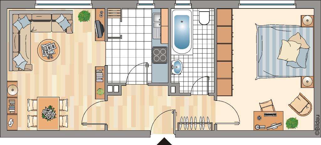 Etagenwohnung Essen Frohnhausen - 2 Zimmer, 46 m&sup2;, 449&euro; | Angebot:26098393