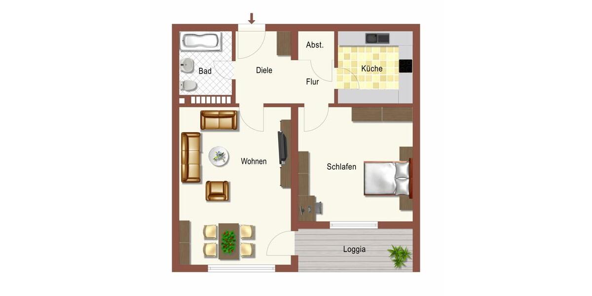 Etagenwohnung Dortmund Brackel - 2 Zimmer, 46 m&sup2;, 487&euro; | Angebot:25154546