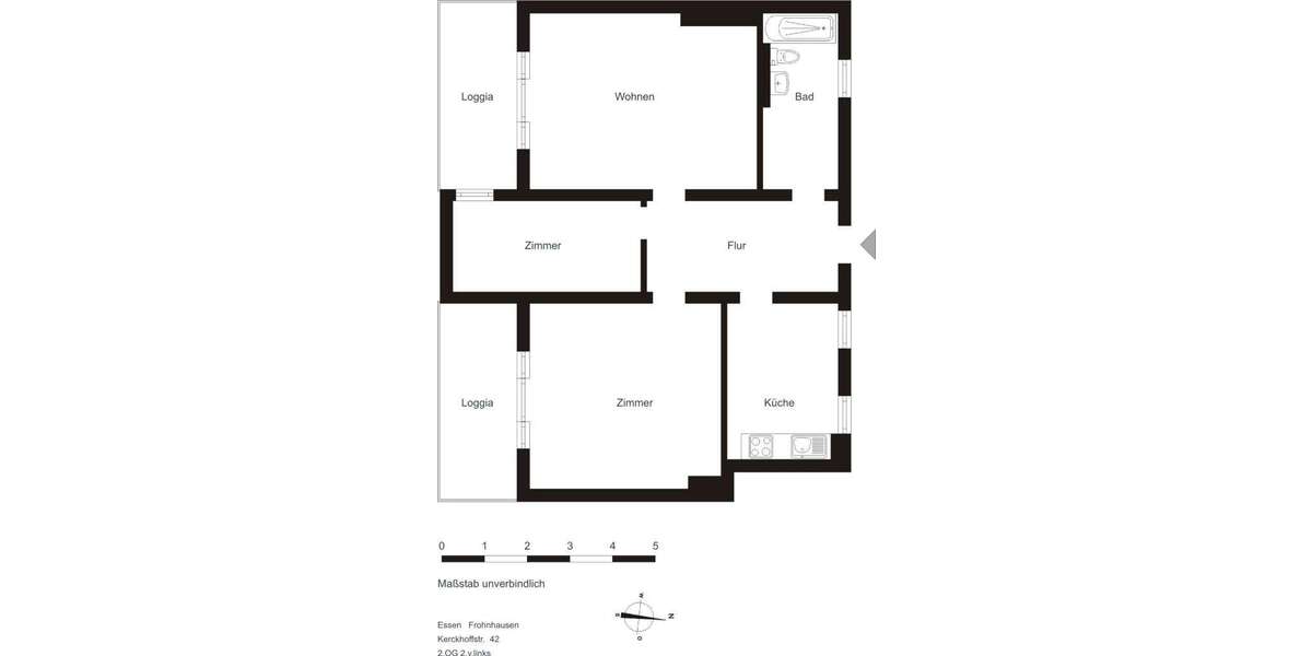 Etagenwohnung Essen Frohnhausen - 3.5 Zimmer, 85 m&sup2;, 719&euro; | Angebot:26098241