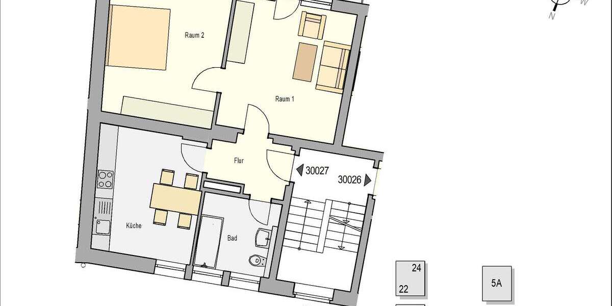 Etagenwohnung Essen Südostviertel - 2 Zimmer, 62 m&sup2;, 384&euro; | Angebot:26748396