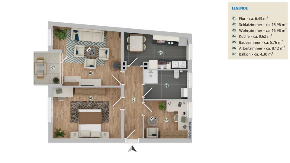 Etagenwohnung Wetter (Ruhr) - 3 Zimmer, 64 m&sup2;, 576&euro; | Angebot:26579684