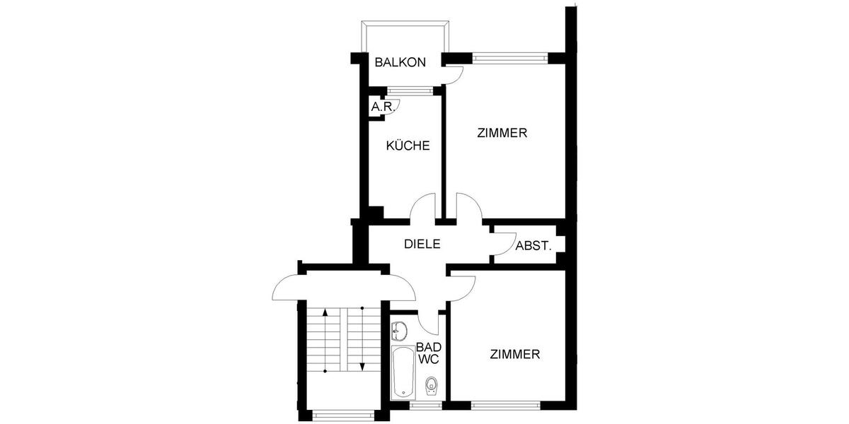 Etagenwohnung Hagen Hagen-Mitte - 2 Zimmer, 59 m&sup2;, 432&euro; | Angebot:26001798
