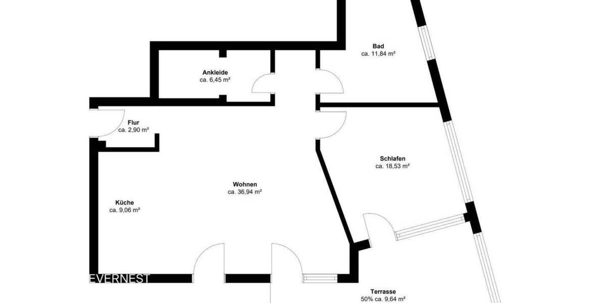 Etagenwohnung Dortmund Schüren - 2 Zimmer, 95 m&sup2;, 429.000&euro; | Angebot:25686867