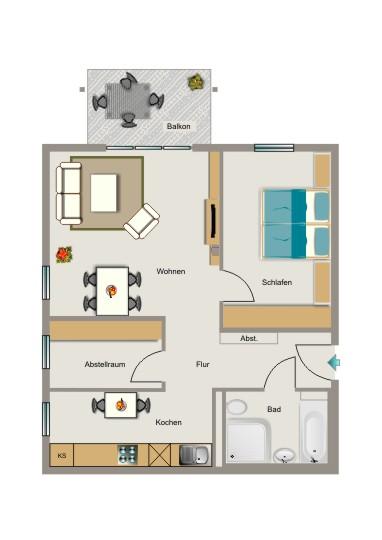 Etagenwohnung Essen Stadtbezirk V - 2.5 Zimmer, 67 m&sup2;, 725&euro; | Angebot:24375149