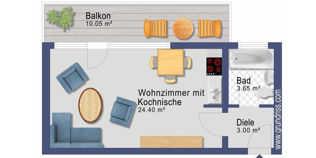 Etagenwohnung Essen Stadtbezirk III - 1 Zimmer, 31 m&sup2;, 680&euro; | Angebot:26036354