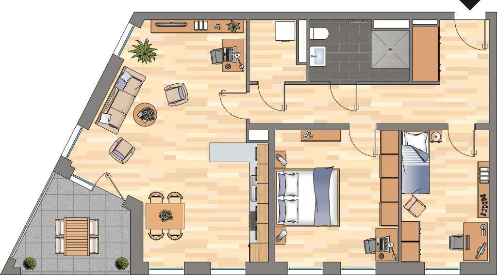 Etagenwohnung Essen Südviertel - 3 Zimmer, 89 m&sup2;, 1.119&euro; | Angebot:26098343