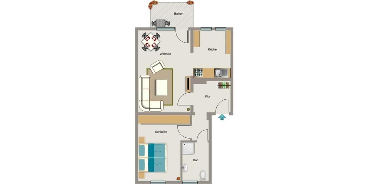 Erdgeschoßwohnung Essen Stadtbezirk III - 2.5 Zimmer, 50 m&sup2;, 454&euro; | Angebot:26389106