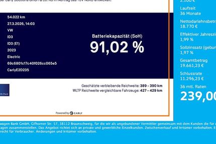 VW ID.3 54.022 km 20.801 &euro; Dortmund 44379