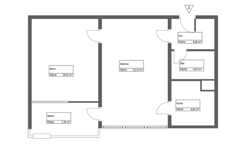 Etagenwohnung Herne Wanne-Bickern - 2 Zimmer, 61 m&sup2;, 485&euro; | Angebot:23540992
