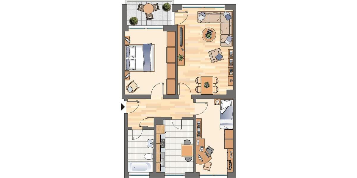 Etagenwohnung Castrop-Rauxel Bladenhorst - 3 Zimmer, 71 m&sup2;, 549&euro; | Angebot:25784514