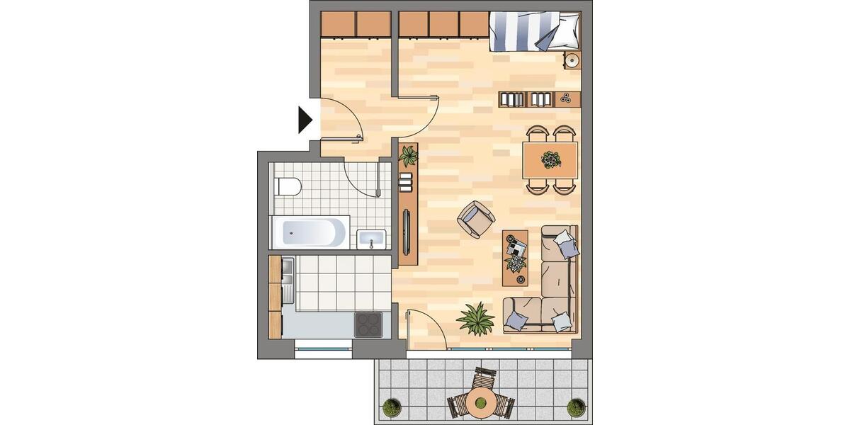 Etagenwohnung Castrop-Rauxel Rauxel - 1 Zimmer, 45 m&sup2;, 259&euro; | Angebot:26614029