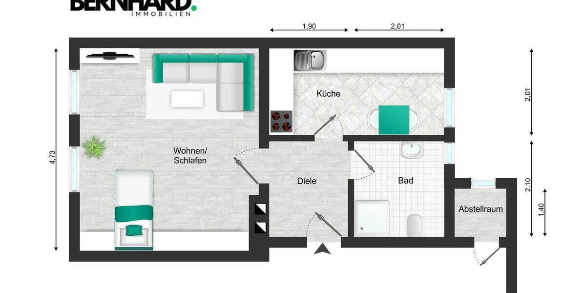 Etagenwohnung Herne Herne-Mitte - 1 Zimmer, 36 m&sup2;, 49.000&euro; | Angebot:26244808