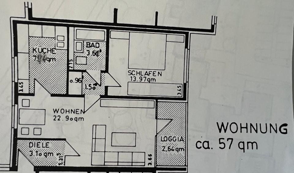 Etagenwohnung Essen Stadtbezirk VIII - 2.5 Zimmer, 57 m&sup2;, 144.000&euro; | Angebot:26226738